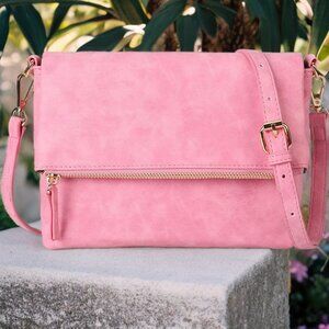 Travel Crossbody Bag Shoulder Purse Clutch Wallet Soft Lightweight Pink Handbag